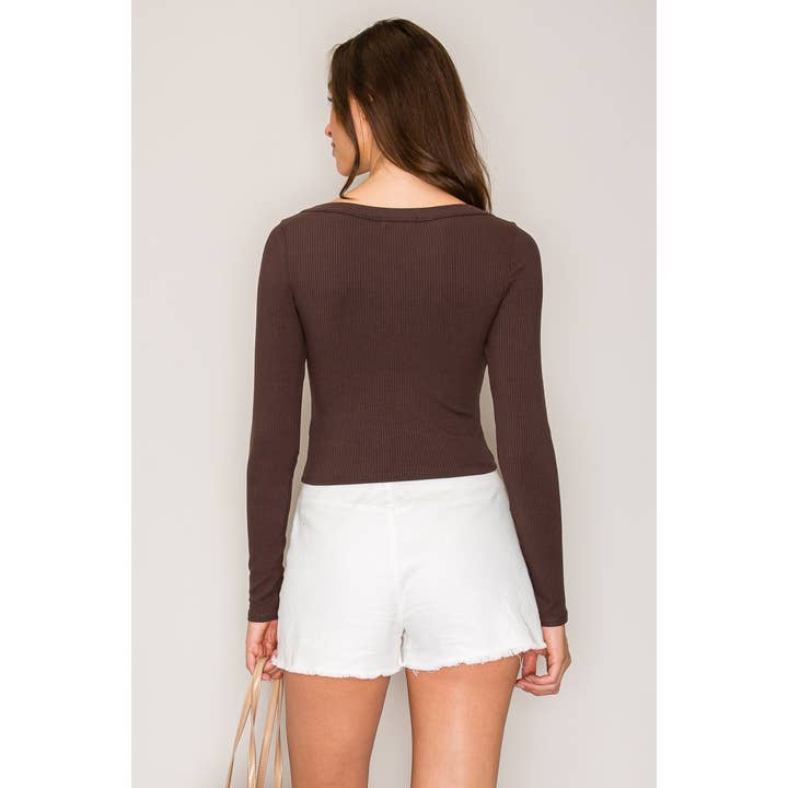 Popular 21 - Wholesale Knit Top - Women's - Ribbed Long Sleeve Wide Neck Top15