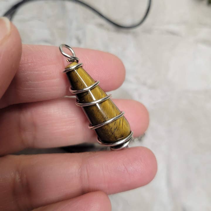 My Magic Place Shop - Wholesale Individual Charm/Pendant - Teardrop Wire Wrapped Natural Gemstone Pendants with Cord2