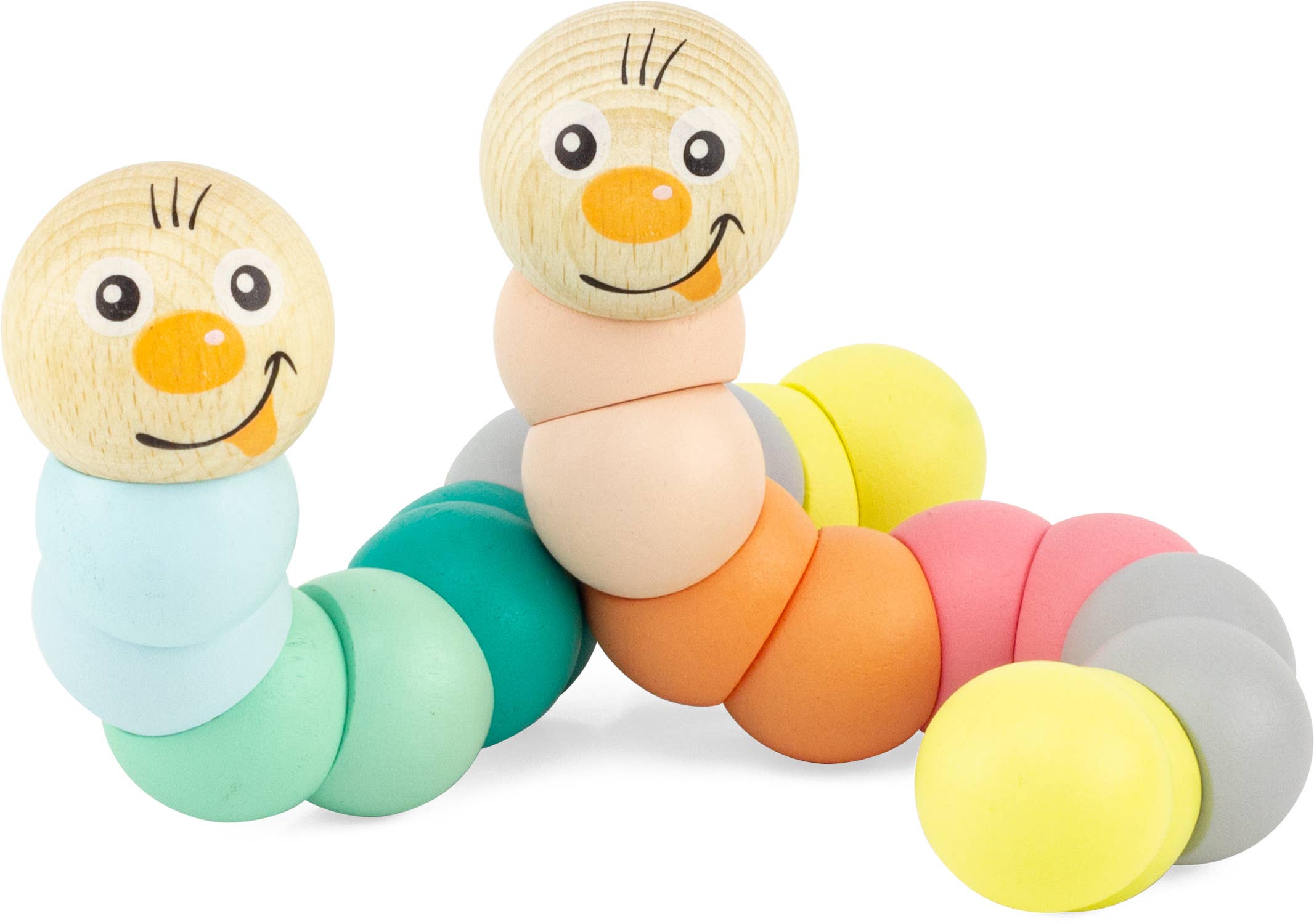 Ulysse Couleurs d'Enfance – wholesale Träleksak - Barn – Maskar i pastellfärger (set om 12)0