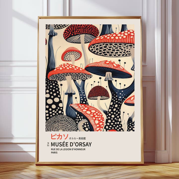 Mushroom Japanese Exhibition Art Print for wholesale by Kumo Art Prints