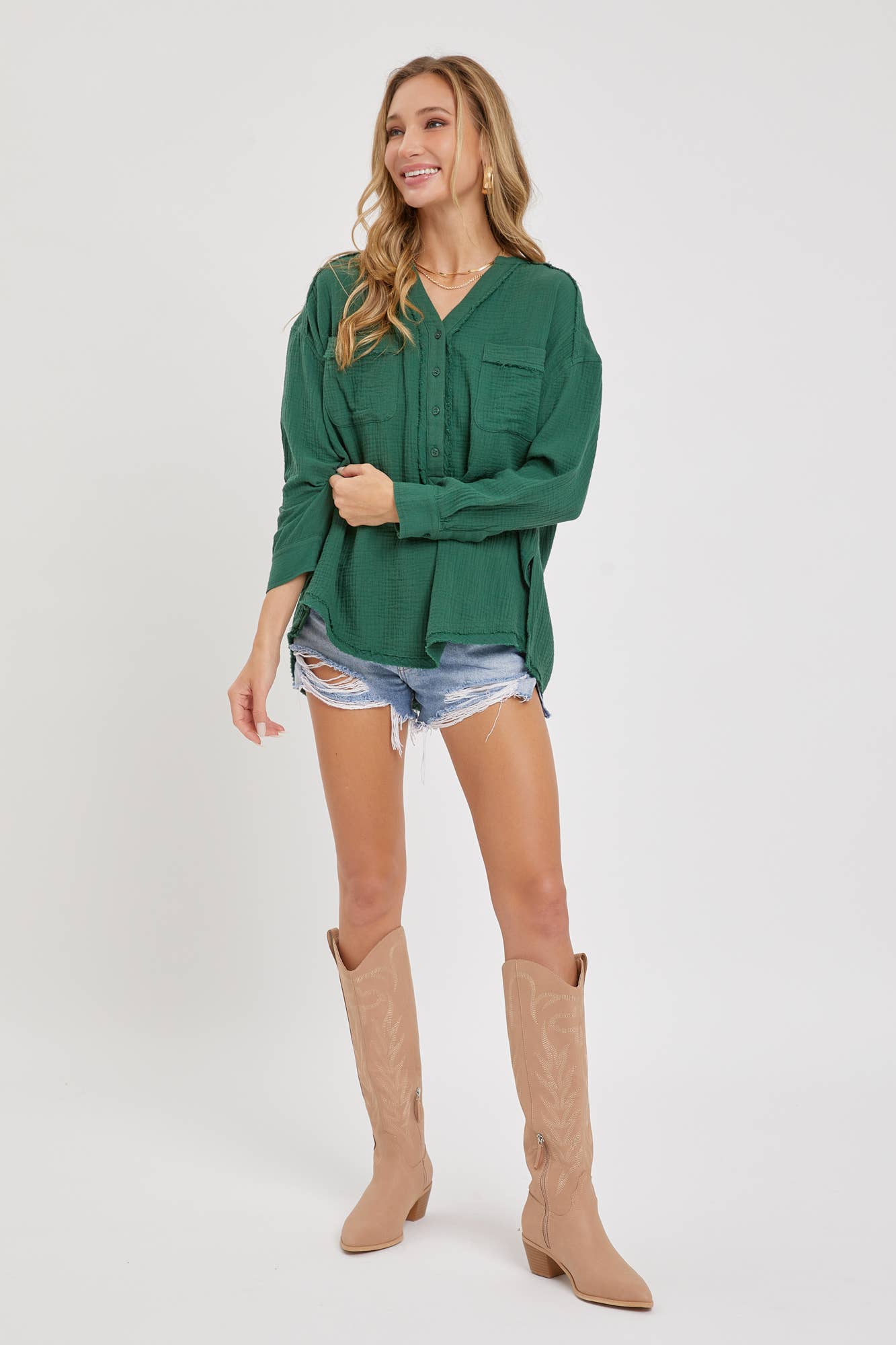 Sweet Lovely by Jen – wholesale Buttoned-down shirt – Women's – SW1507 BUTTON DOWN TOP10