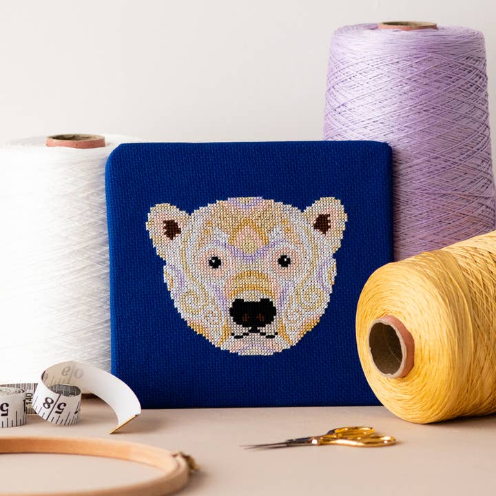 Mandala Polar Bear Cross Stitch Chart for wholesale by Meloca Designs