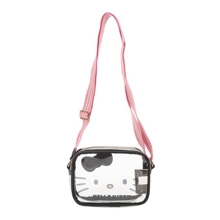 Bioworld Merchandising - Wholesale Crossbody Bag - Women's - Sanrio Hello Kitty Clear Crossbody Bag with 3D Bow and Adjustable Strap3