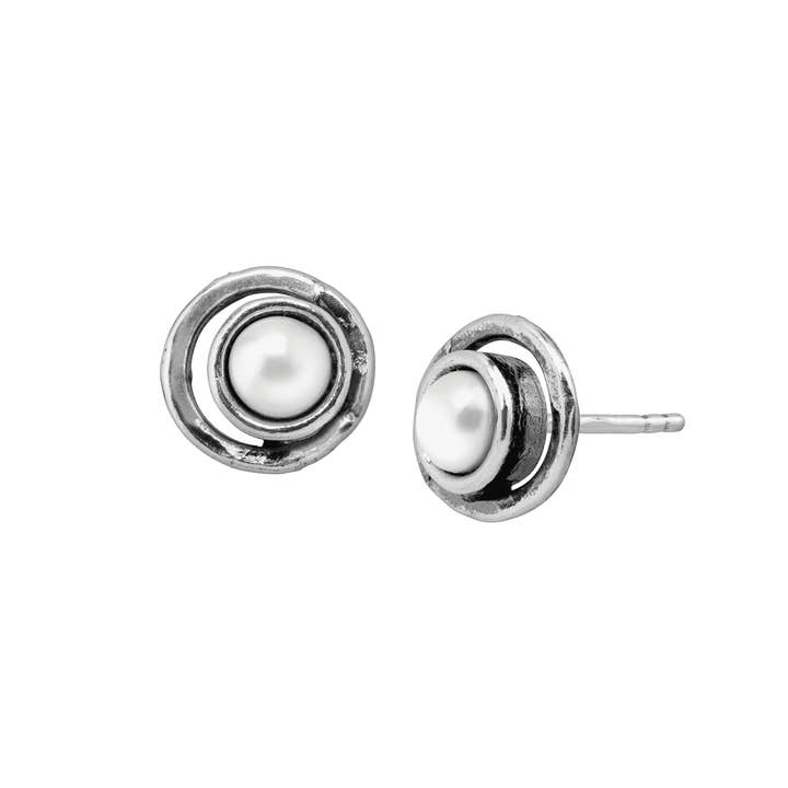 White Silpada 'Lunula' 4.5-5 mm Freshwater Pearl Stud Earrings in for wholesale on Faire