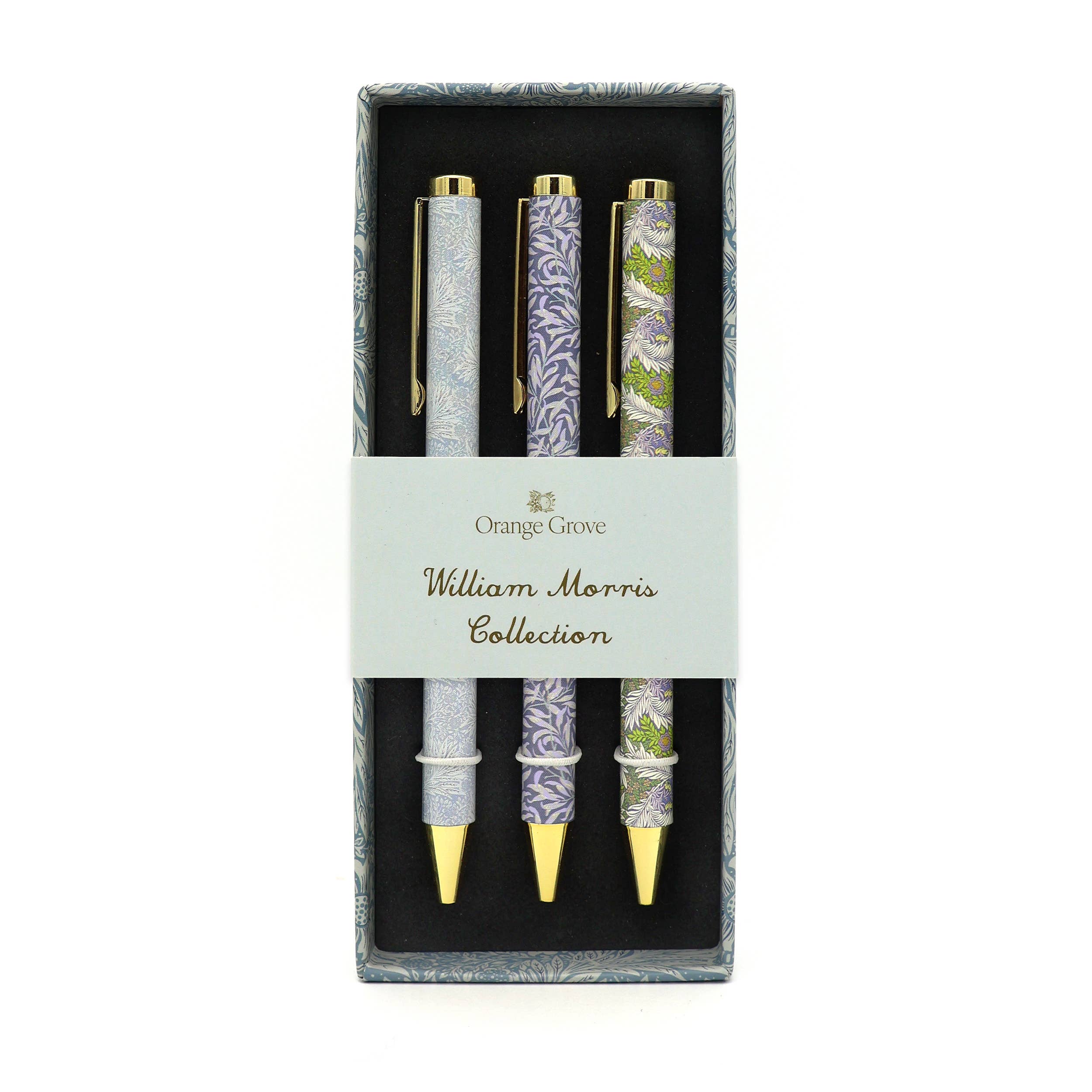 Robert Frederick Ltd – Großhandel Stift – William Morris Kugelschreiber in gemischtem Design im Geschenkset – 3er-Set0