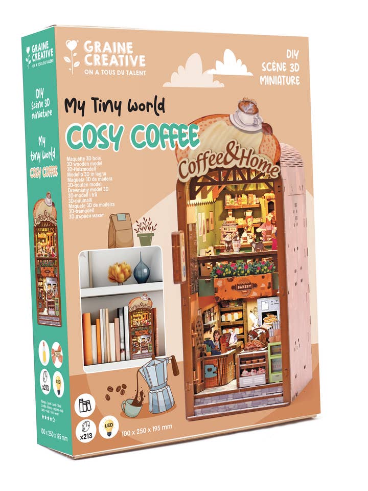 3D HOUTEN MAQUETTE COSY COFFEE voor wholesale door Graine Créative
