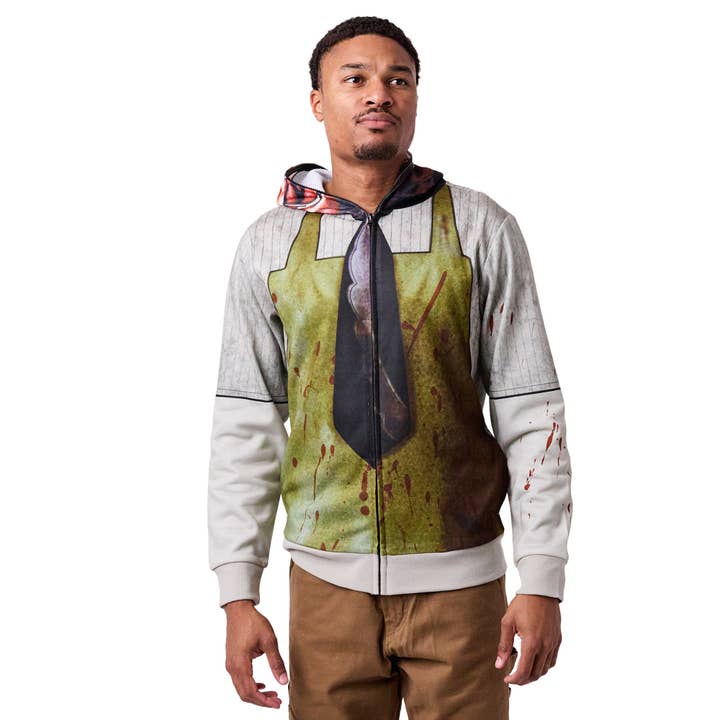 Bioworld Merchandising - Wholesale Hoodie - Men's - Texas Chainsaw Massacre Leatherface Men's Full-Zip Cosplay Hoodie6