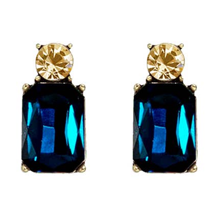 Mini Gem Earring in Petrol & Amber for wholesale by Last True Angel