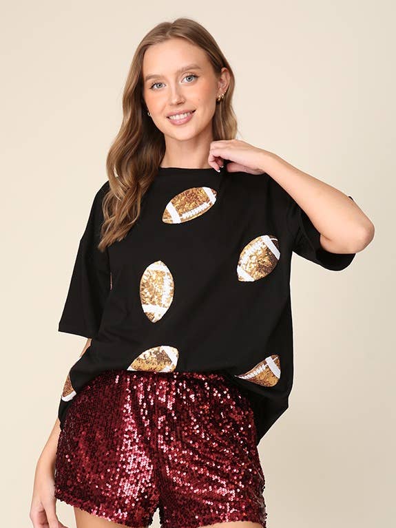 T-shirt en coton à sequins pour jour de match pour la vente par 42POPS