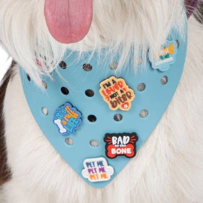 Wag Around Town - Wholesale Pet Bandana - Dog - Charmdana- Light Weight- Blue - Rubber Dog Bandana with Charms!