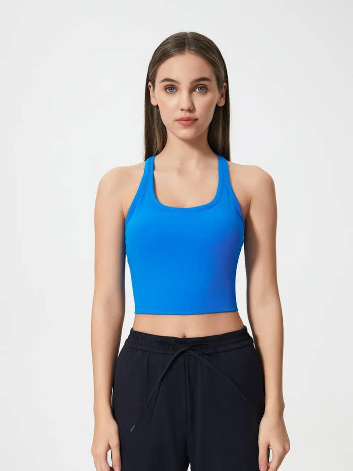 Millennia Scoop Neck Active Tank with Detachable Chest Pads for wholesale by React Activewear