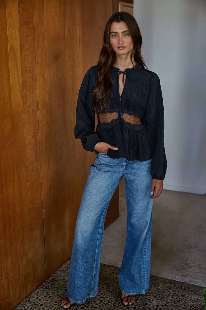 By Together – wholesale Blouse – Women’s – L8724 | Woven Polyester Nylon Sheer Lace Detail Blouse5