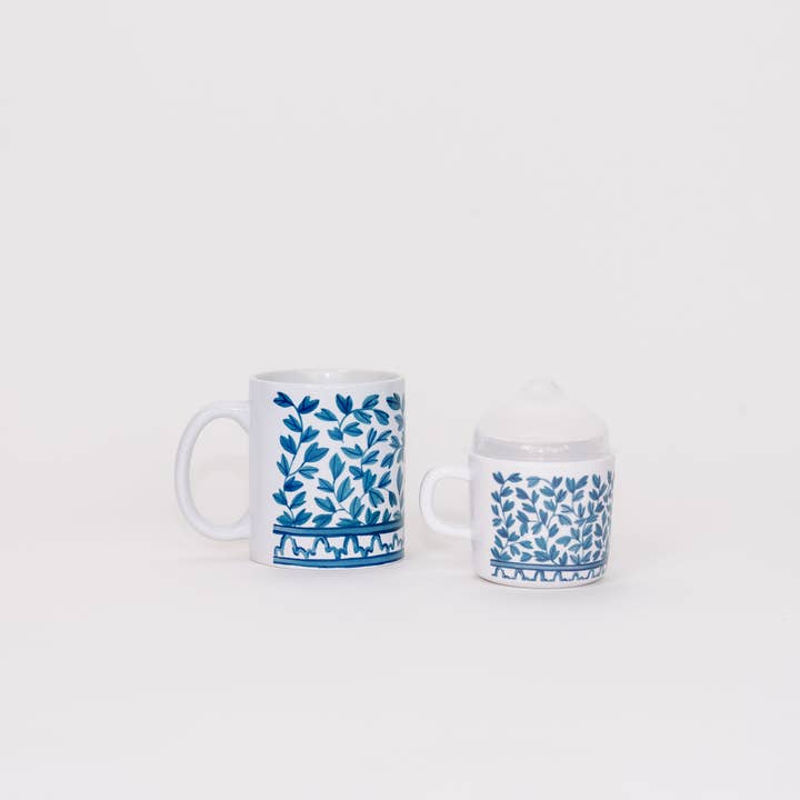 Helmsie - Wholesale Coffee/Tea Cup - Blue and White Mama and Me Cup Set