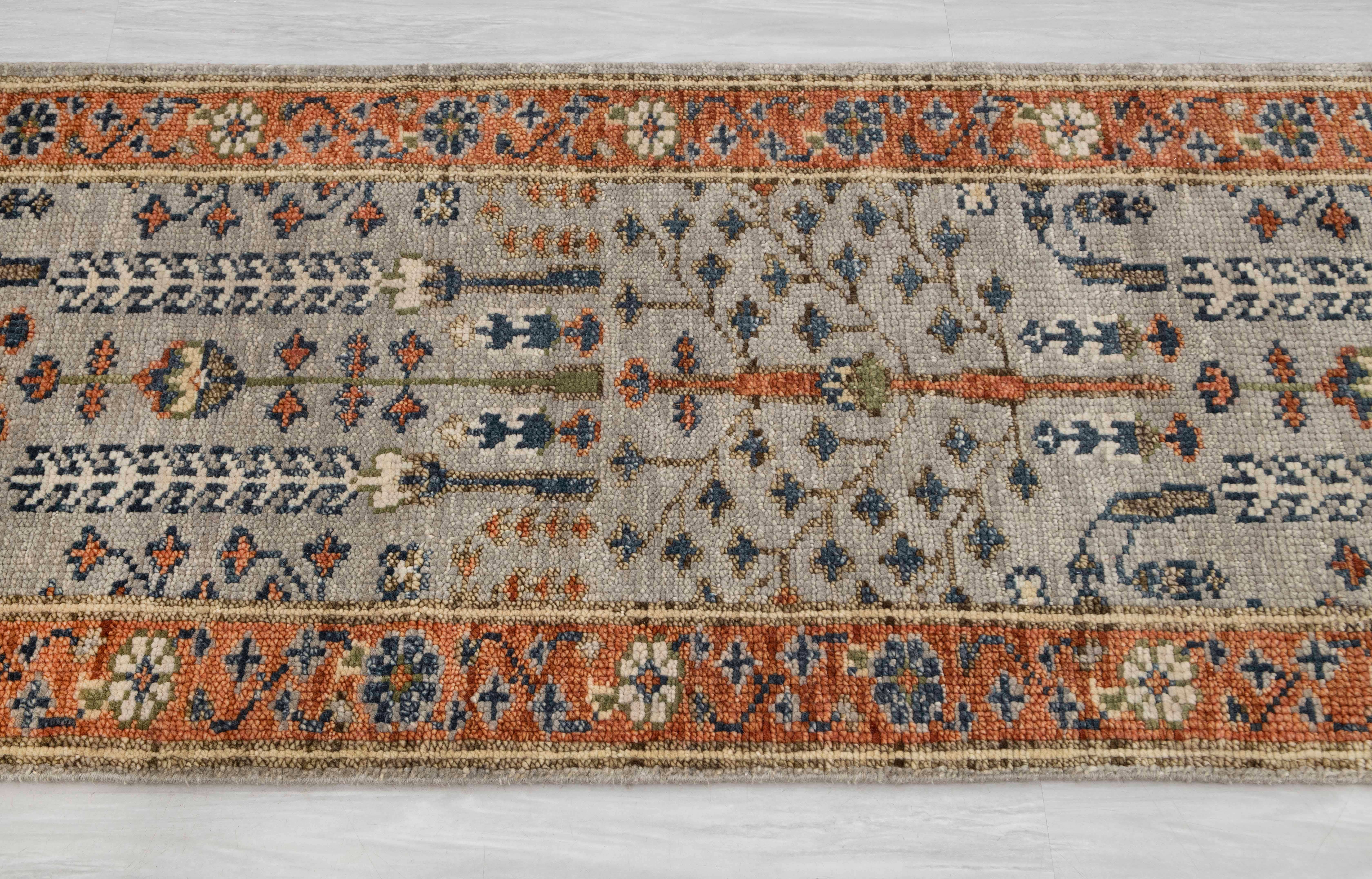 Aesthetic Homes LLC - Wholesale Runner Rug - Gray Rust Tree of Life Wool Runner – Custom Size P-70434