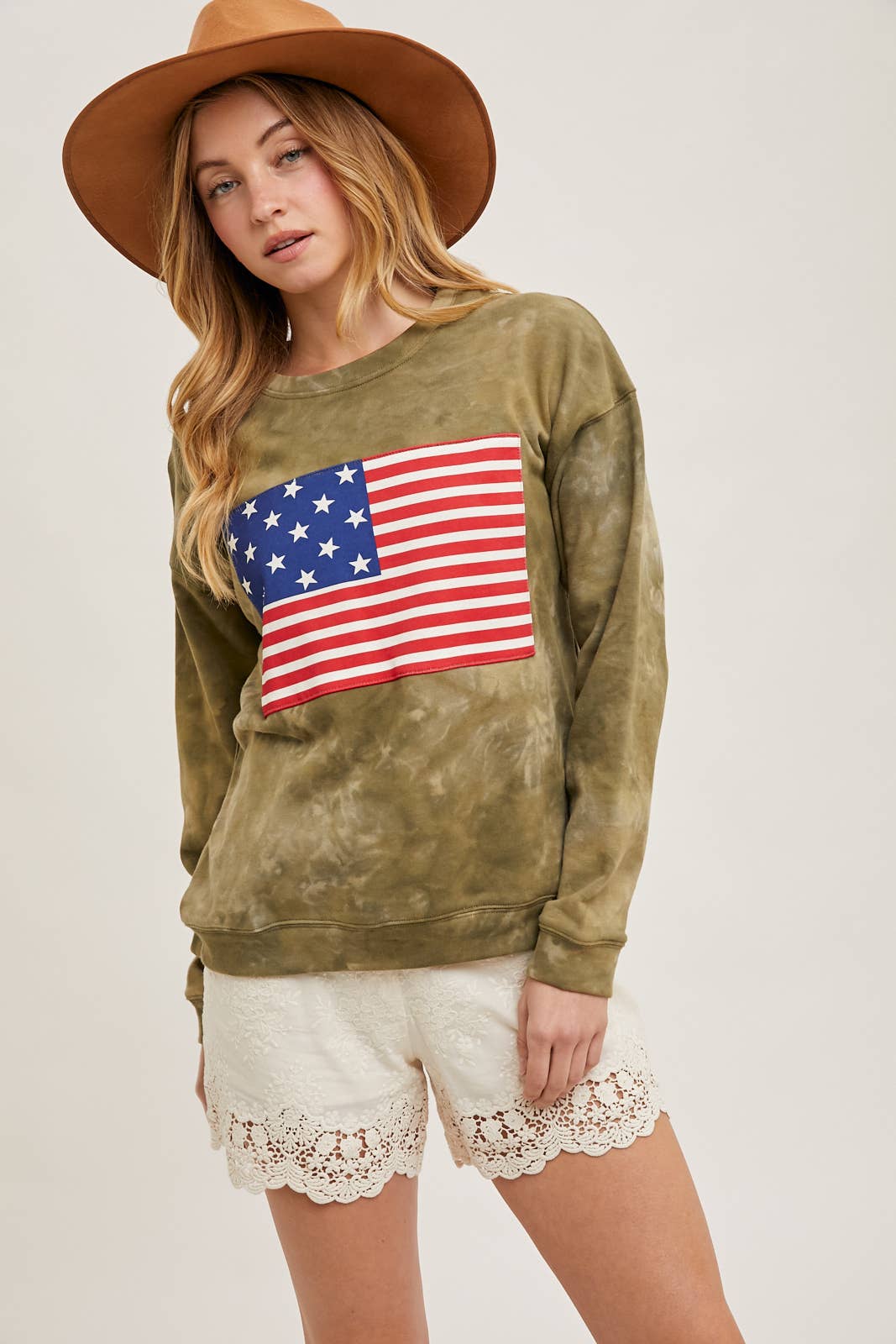 Bluivy - Wholesale Sweatshirt - Women's - US FLAG TIE-DYE SWEATSHIRT PULLOVER - 4TH OF JULY12