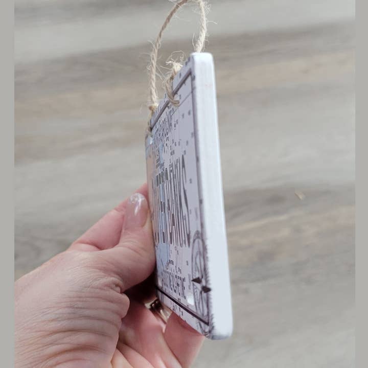 Map Mom - Wholesale Ornament - Outer Banks, NC Wood License Plate Ornament with Map