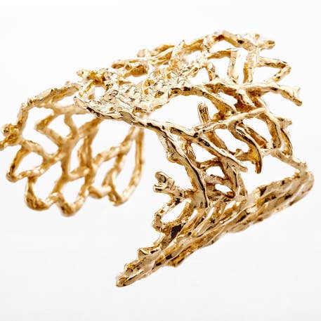 Leaf Gold Plated Cuff Bracelet for wholesale by Viviane Guenoun