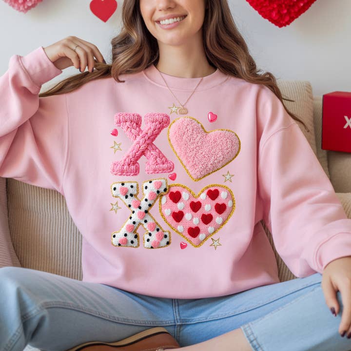 XOXO Yarn Valentine DTF Transfers, Ready to press for wholesale by Donkey Craft