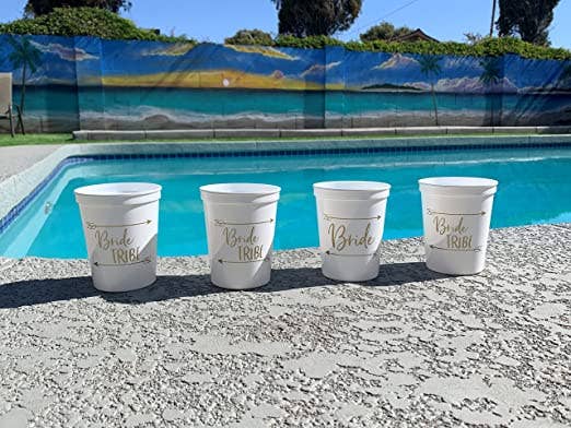 Funky Junque - Wholesale Disposable Cup - Bridal Party Cups -Just Married (Dozen/White)1