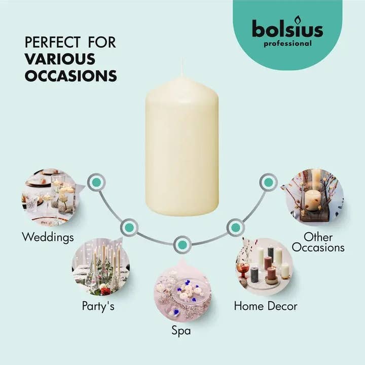 BOLSIUS - Wholesale Pillar candle - 2.75 X 5" Tall Pillar Candles Wedding, Home Decor - Ivory3