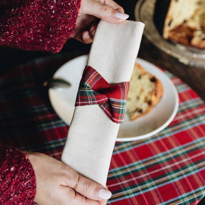 Porte-serviettes Christmas Tartan - fabriqué en Italie - Noël pour la vente par Misalù - Dress up your table