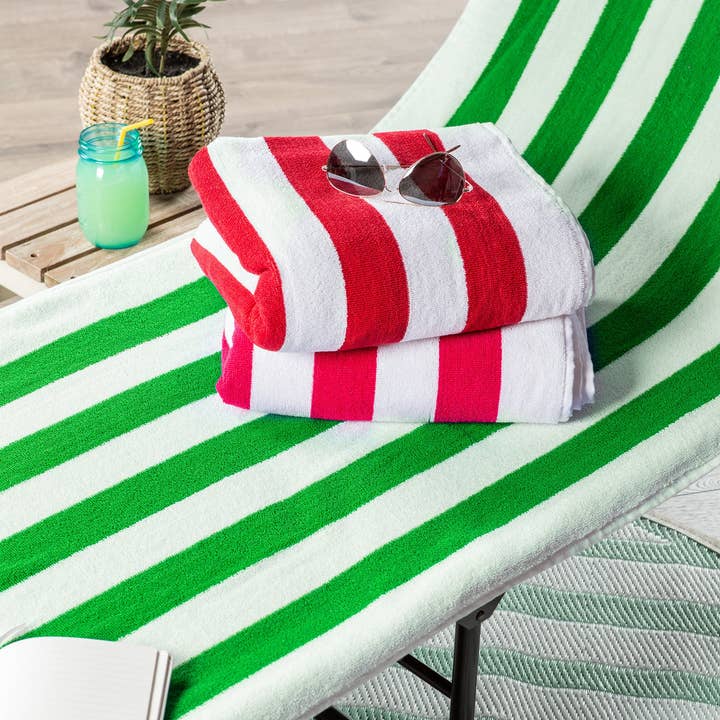 Welcome Home Unbeatable Deals - Wholesale Beach Towel - Green Stripe Lounge Chair with Beach Towel Top3