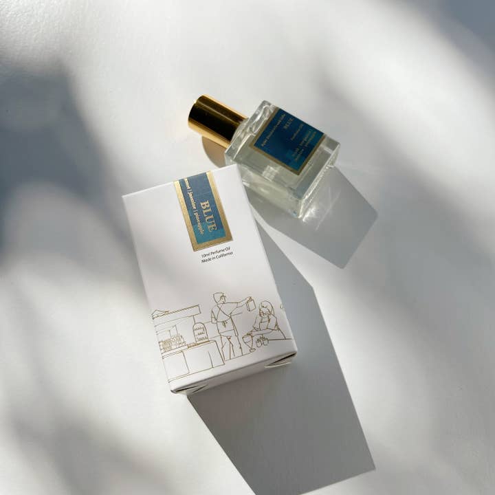 Blå - Roll-On Parfumeolie (med ny emballageæske) for engroshandel hos Kyler Handcrafts and Gifts