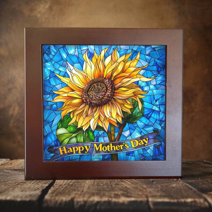 Peeping Tom's Cottage - Wholesale Art Print - Sunshine Splendor - Faux Stained Glass Sunflower Mother's Day Tribute Tile