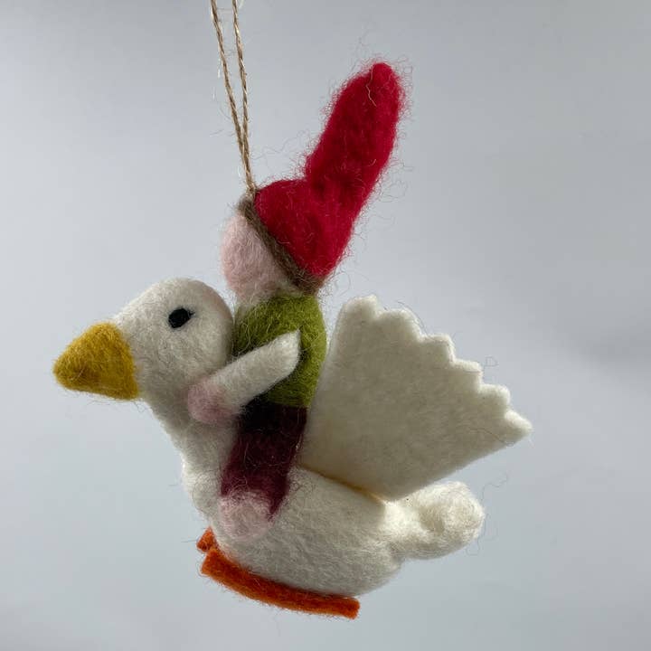 Funky Yak Ltd - Wholesale Ornament - Handmade Felt Christmas Little Elf w DeerOrnament/Decoration4