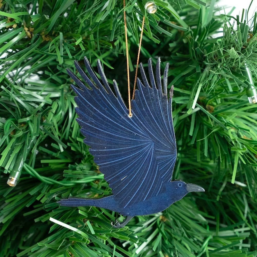 Tulia's Artisan Gallery - Wholesale Ornament - Raven Crow Wood Ornament2