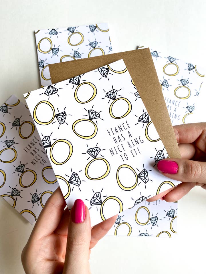 Funny Engagement Greeting Card Fiance Has A Nice Ring to it for wholesale by Five Dot Post