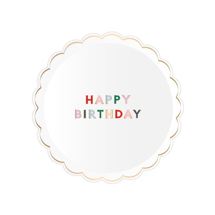 Bonjour Fête - Wholesale Disposable plate - BLANC WHITE SIGNATURE HAPPY BIRTHDAY SMALL PLATE2
