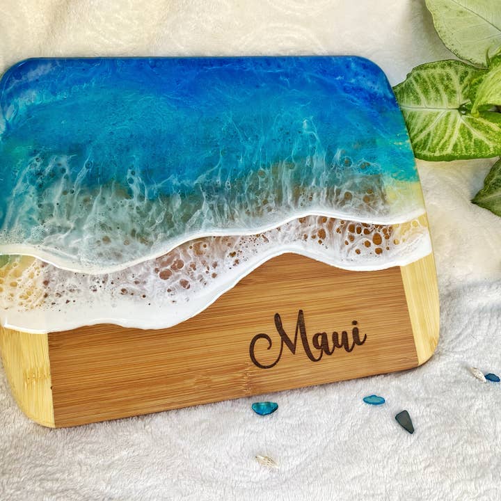 TBM Creations LLC - Wholesale Cheese Board - NEW | MAUI Ocean Charcuterie board Maui made| Serving board2