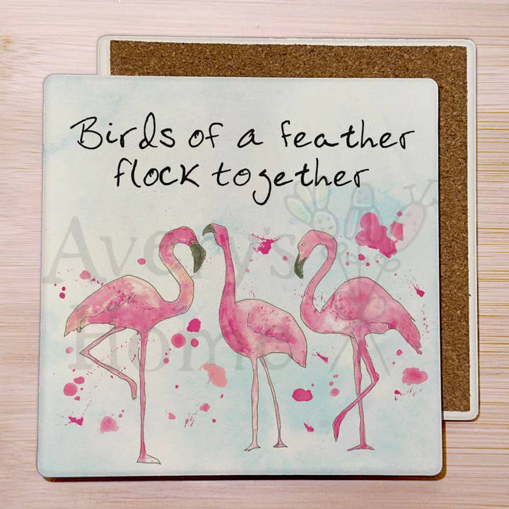 Avery's Home - Wholesale Coasters - Birds of a Feather Flamingo Absorbent Stone Coaster1