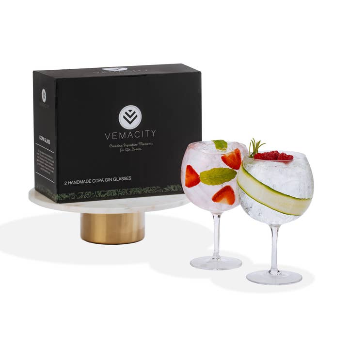 Verres en cristal Copa Gin faits à la main dans une belle boîte cadeau pour la vente par Vemacity