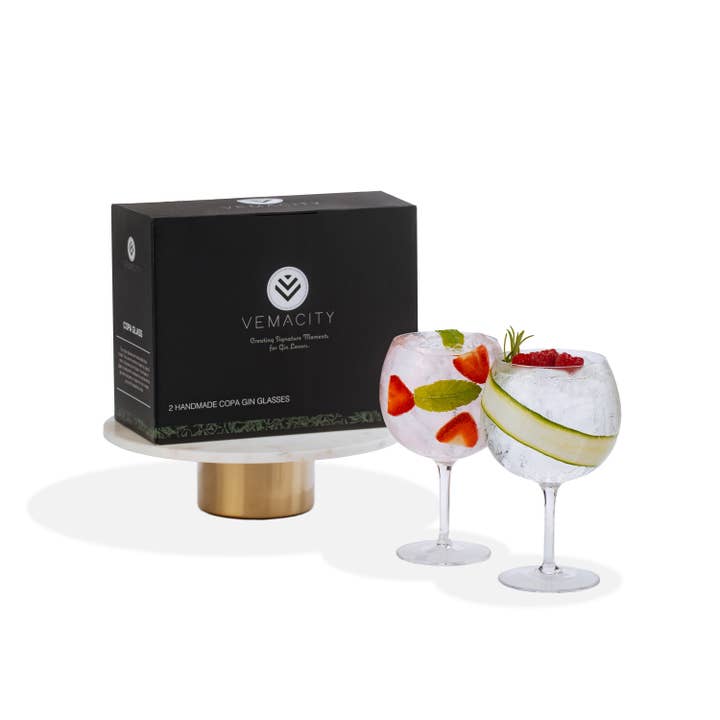Handmade Crystal Copa Gin Glasses in A Beautiful Gift Box for wholesale by Vemacity