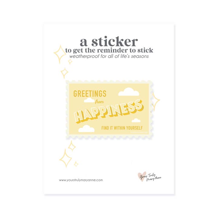 Stempelaufkleber Happiness für den Großhandel von Yours Truly, Mary Anne