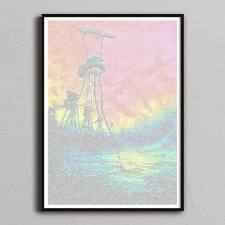 H.G. Wells 'War of the Worlds. Gekleurde print van één vel. voor wholesale door Robotic Ewe