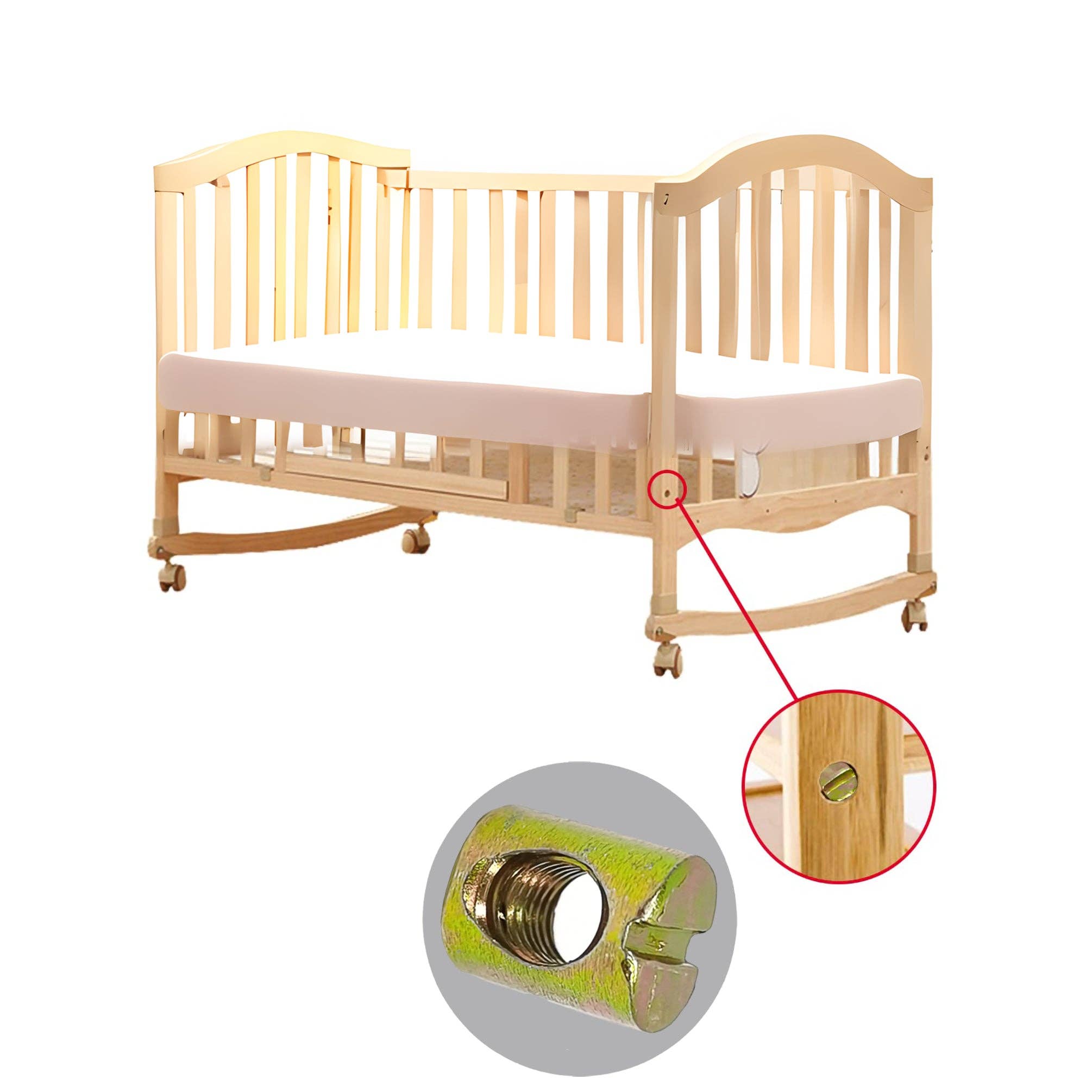 FIXTUREDISPLAYS - Wholesale Craft Supplies - 10PK M6 X 10mm Cross Hole Nuts Barrel Nuts Cross Dowels Slotted Nuts Color zinc 221056