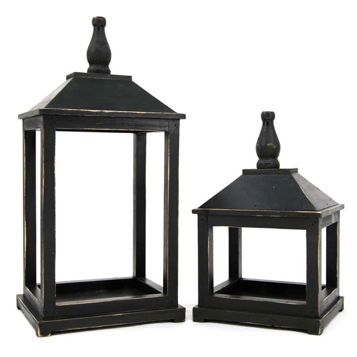 Set of 2 Black Rectangular Lanterns for wholesale by WT Collection