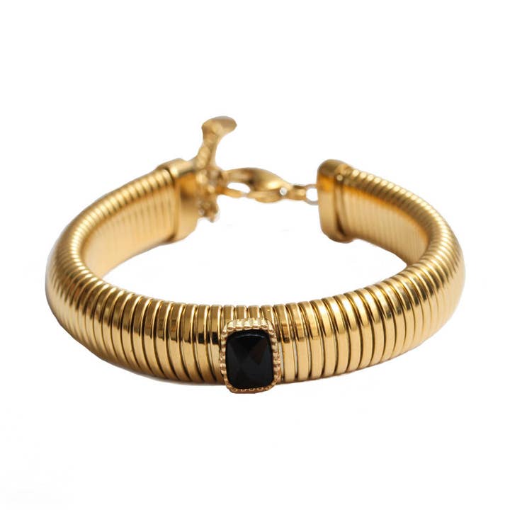 Bracelet Skadi - Or - Onyx Noir for wholesale by L'Atelier Emma & Chloé