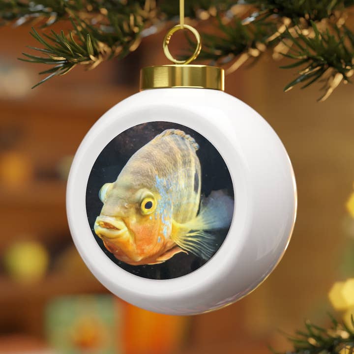 Marick Booster - Wholesale Ornament - Gele grijze vis kerstbal ornament