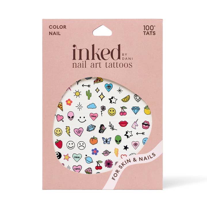 Color Nail Art Tillfälligt tatueringspaket för wholesale av INKED by Dani