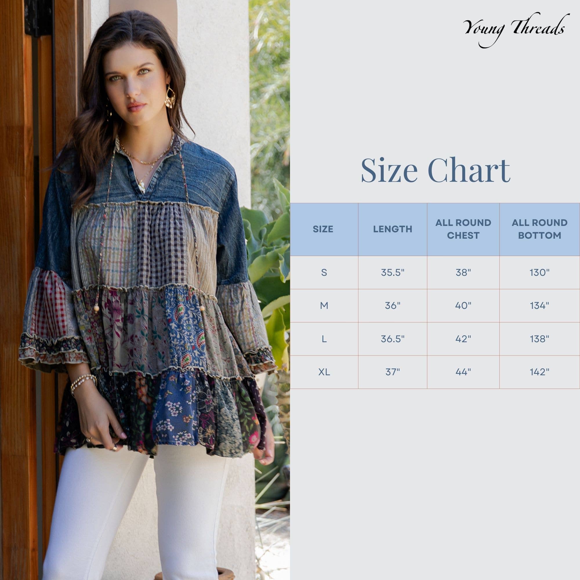 Young Threads - Vente Tunique – femme - Fusion artistique : Haut Jhabla surteint avec broderie également en PLUS14