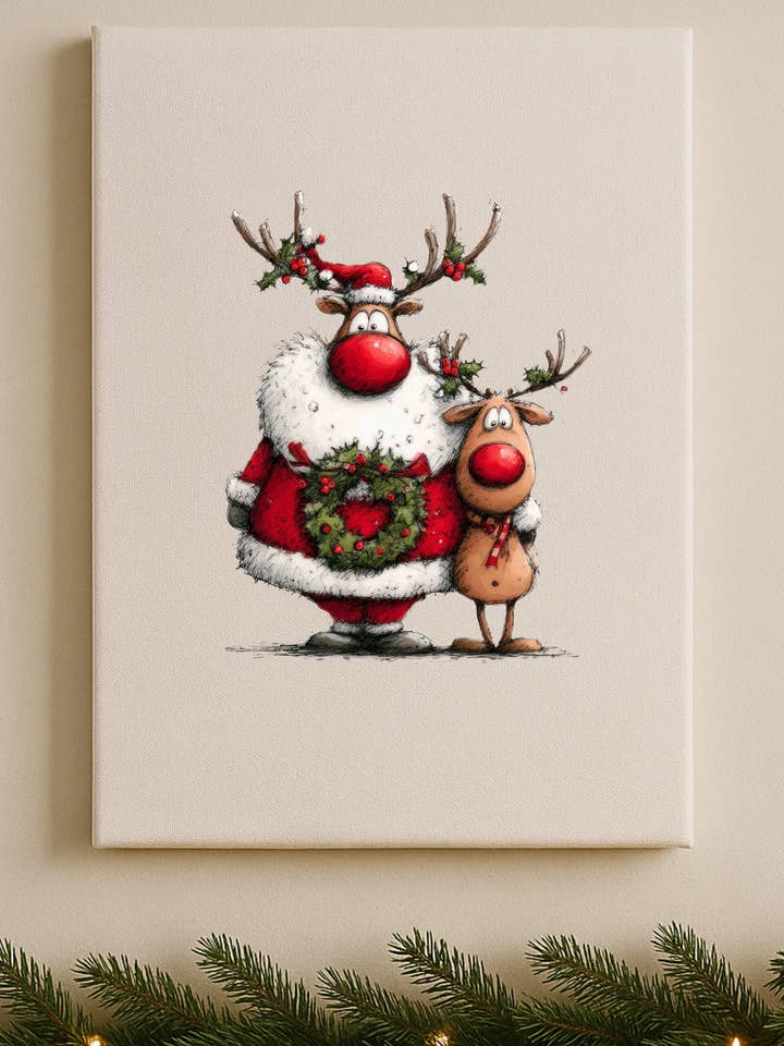 Whimsical Animal Holiday Canvas Print – Christmas Santa for wholesale by Inklusive Printing, Designs & More