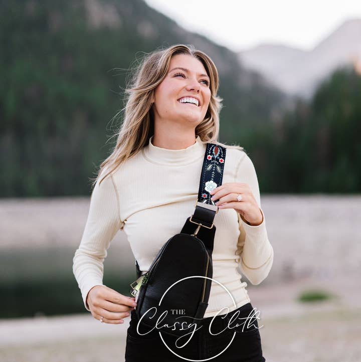 The Classy Cloth WS - Venta al por mayor Bandolera - Mujer - Sarah Bandolera Cruzada - Negro Boho RTS0