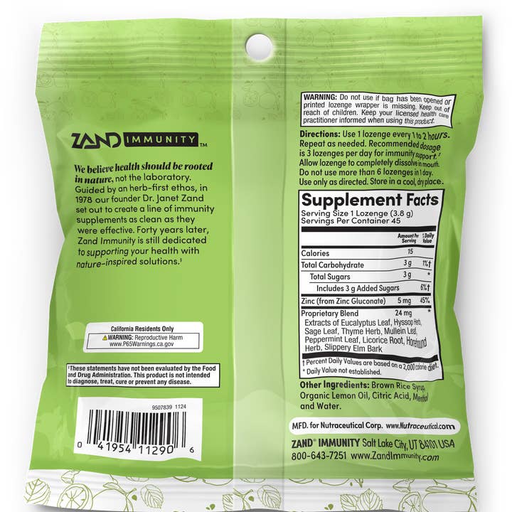 Zand - Wholesale Lozenges/Cough Drops - Lemon Zinc Lozenges1