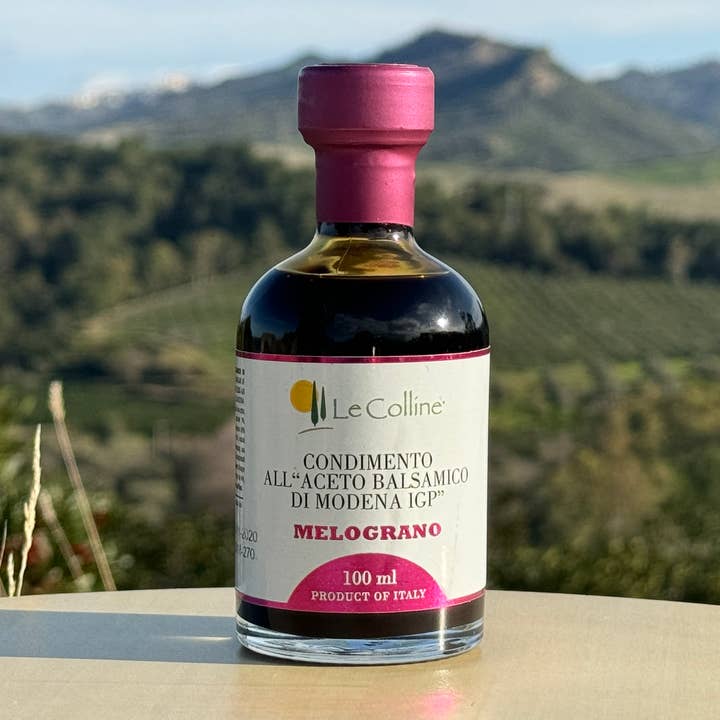 Aliño de vinagre balsámico de Módena IGP con granada 100ml para venta al por mayor de Le Colline UG