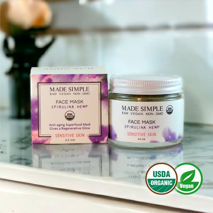Made Simple Skin Care – wholesale Ansiktsmasker – Spirulina hampa ansiktsmask - certifierad ekologisk, vegan