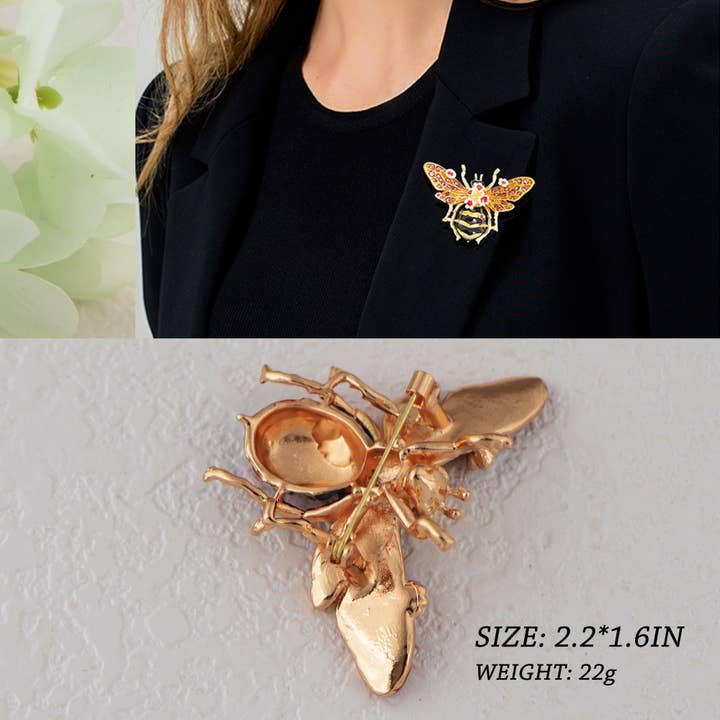 AK Brand – wholesale Brooch – Bee Brooch Pin Rhinestone Insect Flower Jewelry25